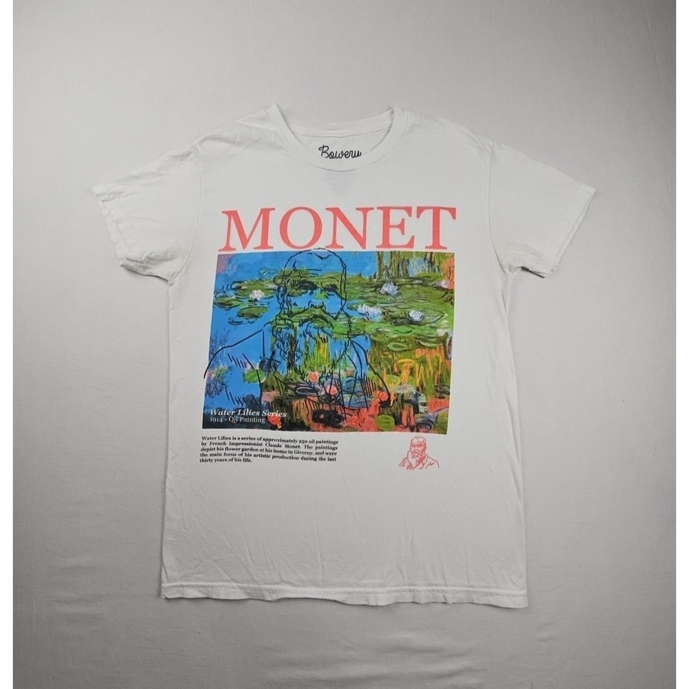Bowery Supply Co. Monet Water Lilies Graphic Tee 100% Cotton Size Small - Picture 1 of 11